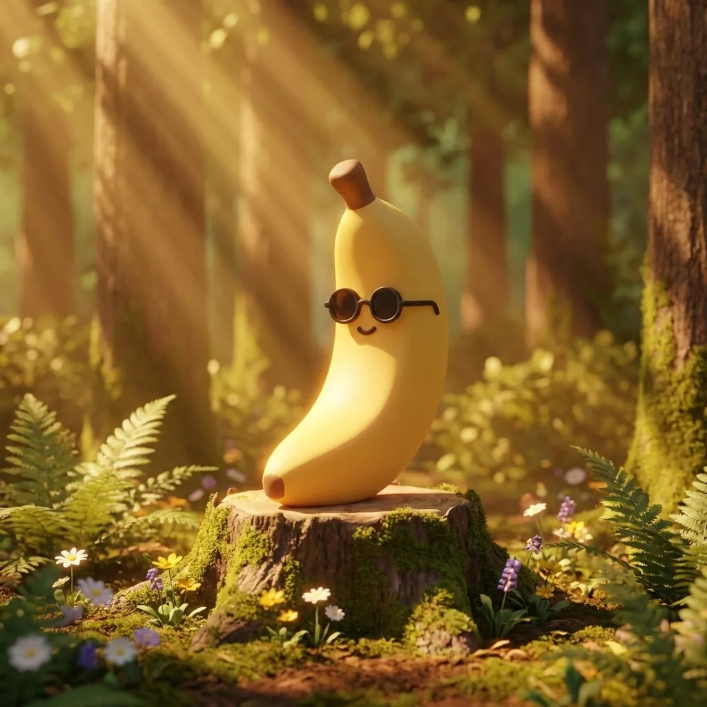 Dieselbe Banane im Wald